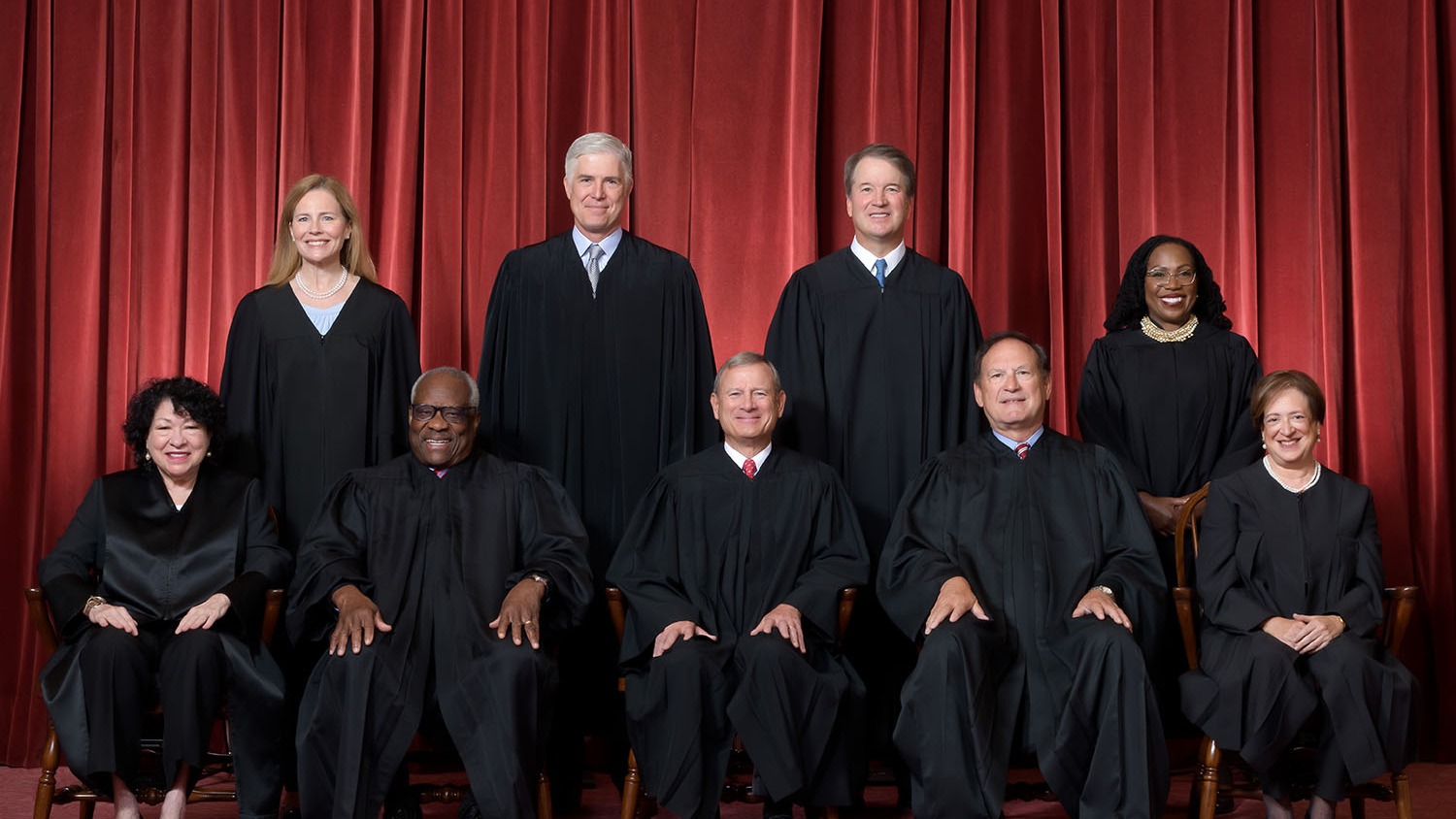The nine justices of the US Supreme Court in their 2022 formal group photograph